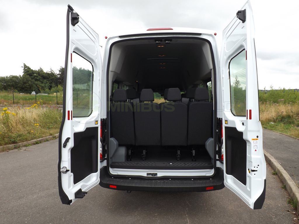 Ford Transit D1 Licence 17 Seat School Minibus Leasing Exterior Rear Doors Open