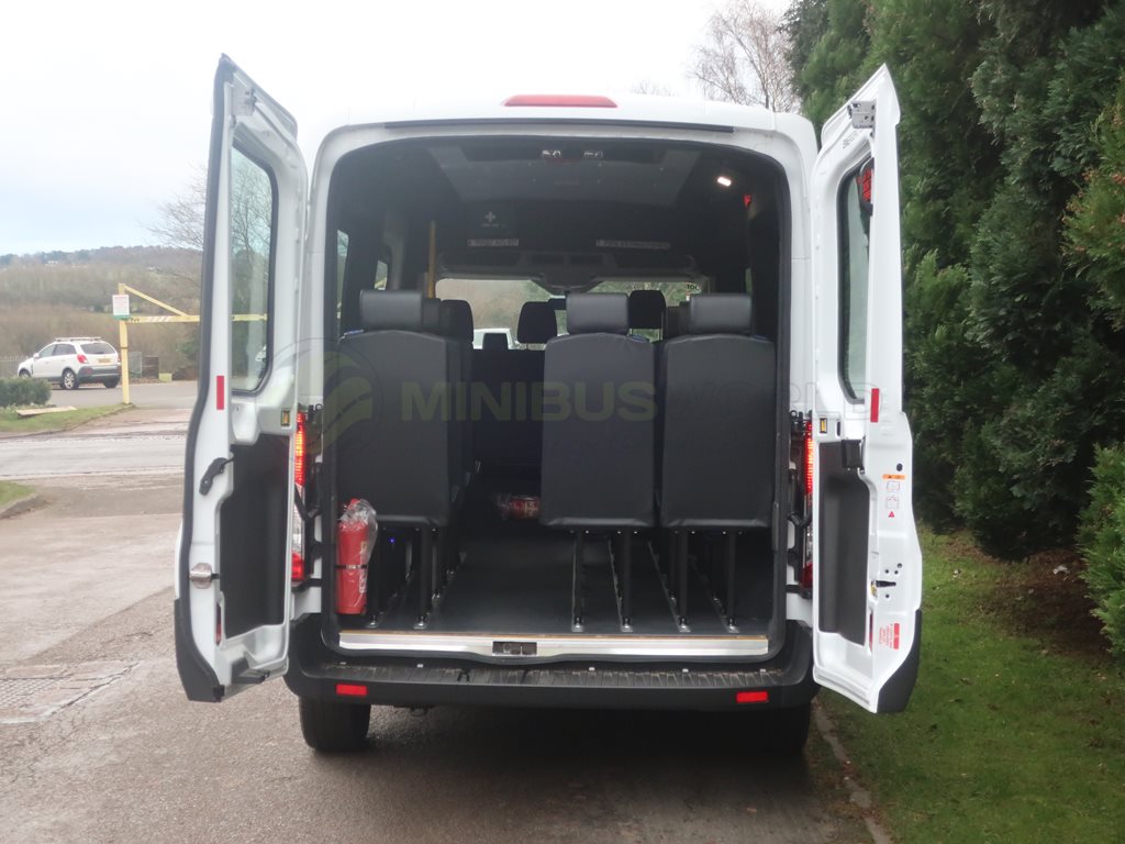 Ford Transit Leader 14 Seat CanDrive Light Minibus for Sale External Rear Doors Open