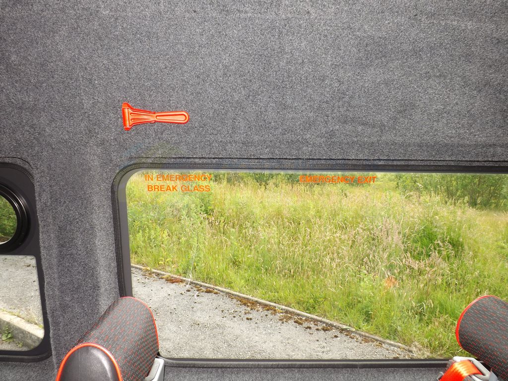 17 Seat Peugeot Boxer CanDrive Maxi Minibus Leasing Interior Window Emergency Hammer