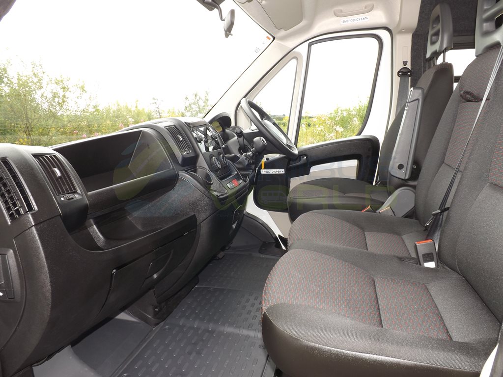 Peugeot Boxer 17 Seat School Minibus Leasing Interior Front Cab