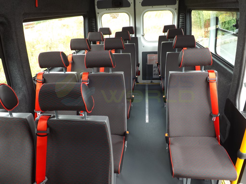 Peugeot Boxer 17 Seat School Minibus Leasing Interior Seatbelts Grab Rail