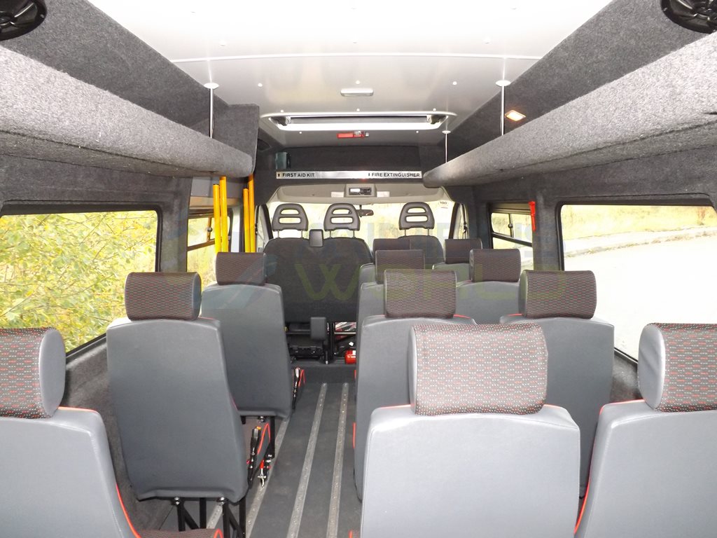 17 Seat Peugeot Boxer Wheelchair Accessible Minibus Leasing Interior Seating Backs