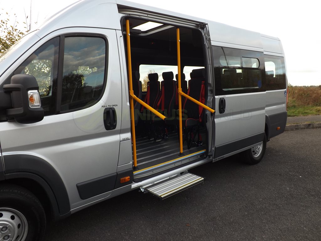 17 Seat Peugeot Boxer Wheelchair Accessible CanDrive EasyOn Minibus Leasing Exterior Right Side Door Manual Step