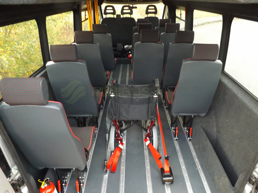 17 Seat Peugeot Boxer Wheelchair Accessible CanDrive EasyOn Minibus Leasing Interior Seating Wheelchair Secured