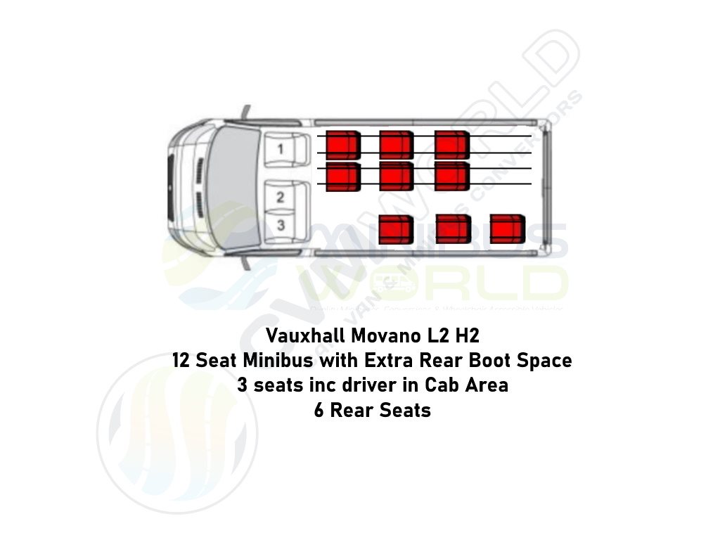 Vauxhall Movano 12 Seat Shuttle Seating Layout